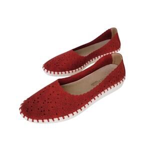 Patrizia Spring Step Red Cutout Flats Scallop Slip On Shoes Women 10.5 Loafers